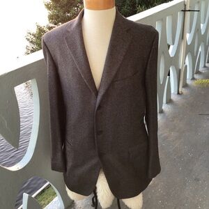 Ermenegildo Zegna Charcoal Silk,Cashmere and Suede Blazer Made in Switzerland